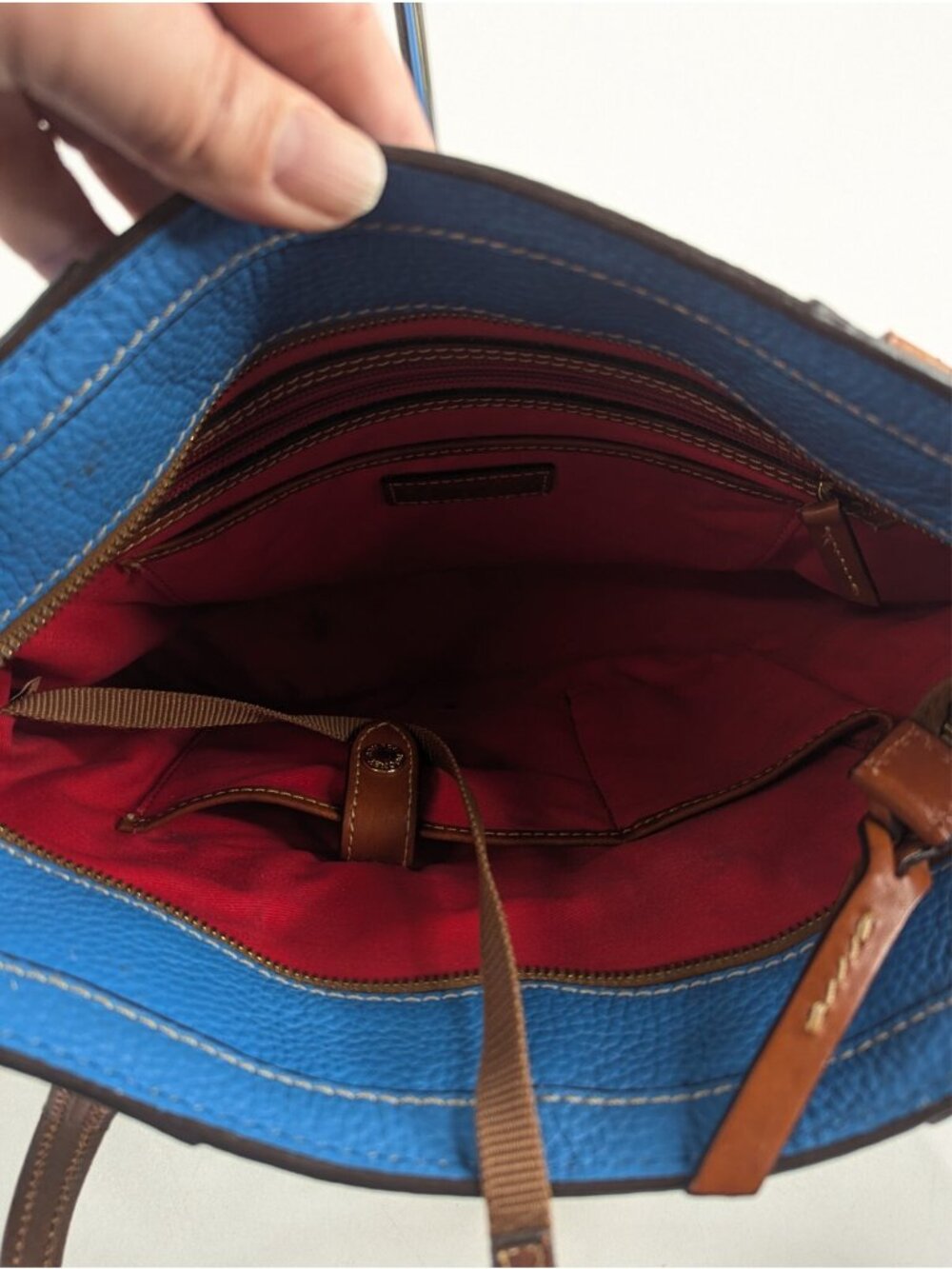 DOONEY & BOURKE Blue Pebble Grain Lexington Tote Purse Hand Bag - Picture 10 of 15